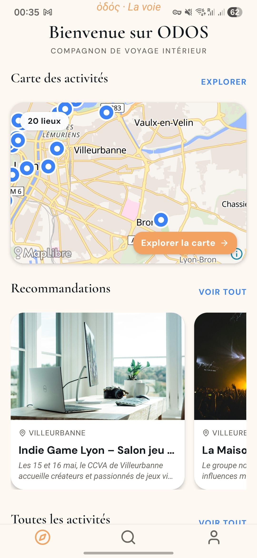 Accueil ODOS, recommandations et carte
