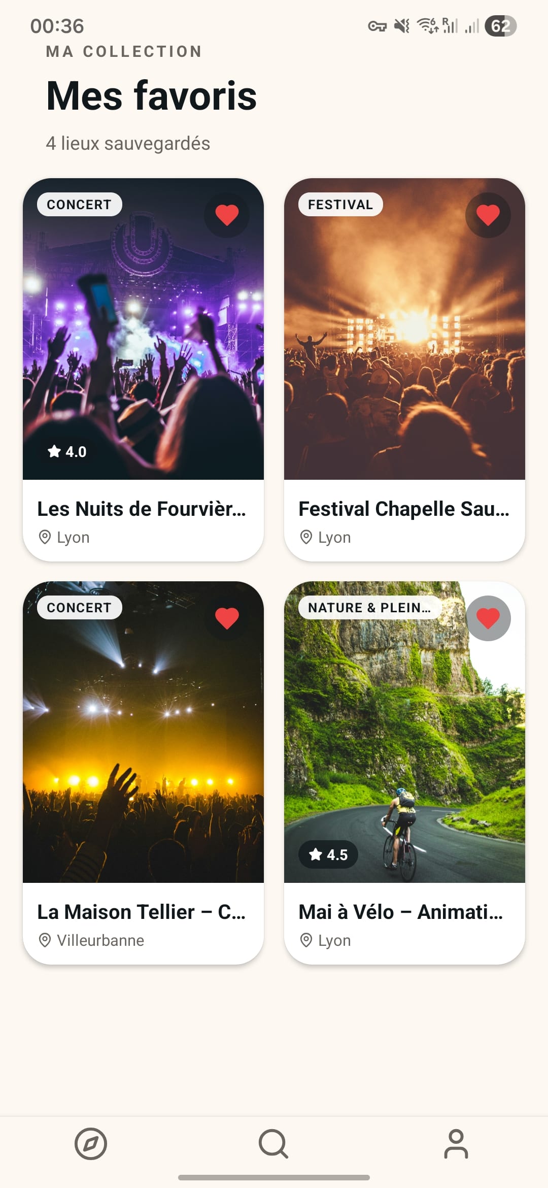 Favoris ODOS, activités sauvegardées